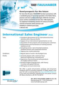 Vacancy for an international sales engineer