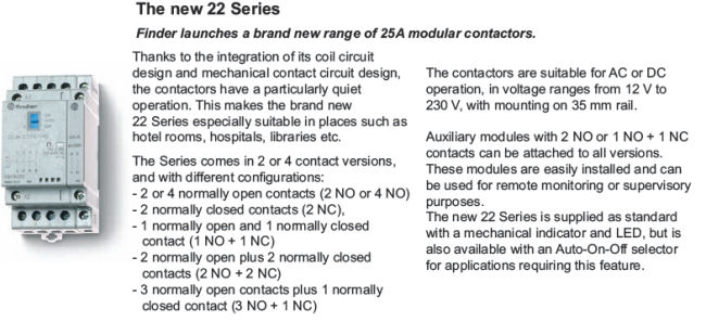 Modular contactors 22 series