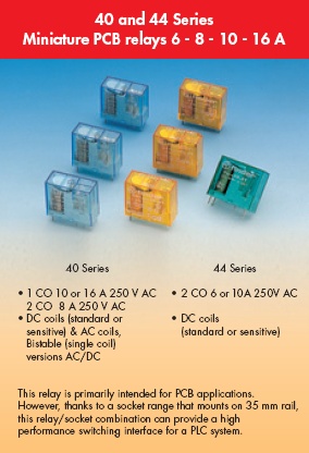 Miniature PCB relays 40 and 44 series