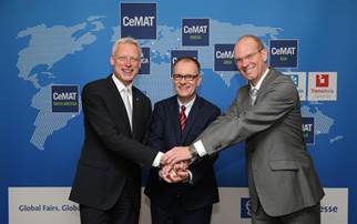 (l-r) Dr. Andreas Gruchow, Member of the Managing Board, Deutsche Messe AG, Dr. Christoph Beumer, CEO, The BEUMER Group, and Sascha Schmel, Chairman of the Materials Handling & Intralogistics Association within the German Engineering Federation (VDMA)