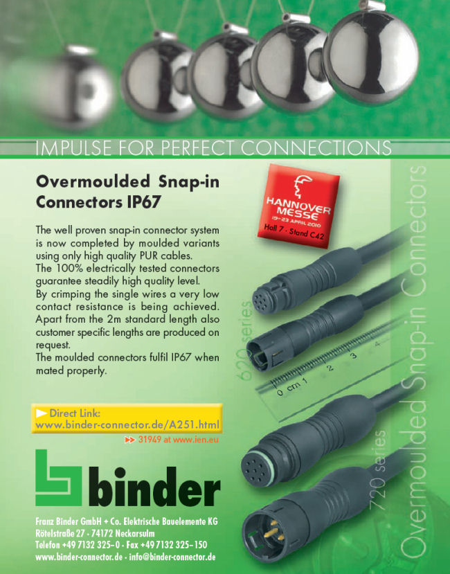 Overmoulded snapin connectors IP67
