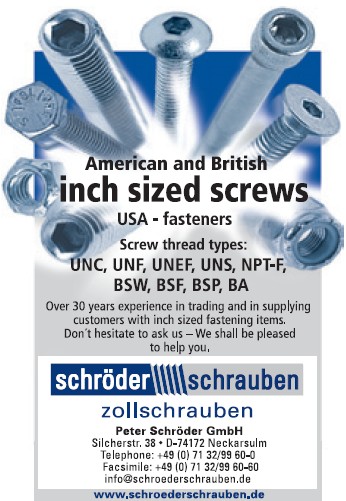 American and British inch sized screws