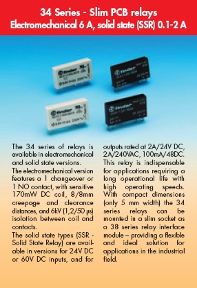Slim PCB relays 34 series